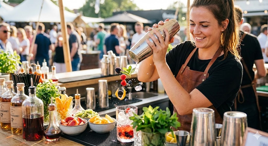Bartender mixing